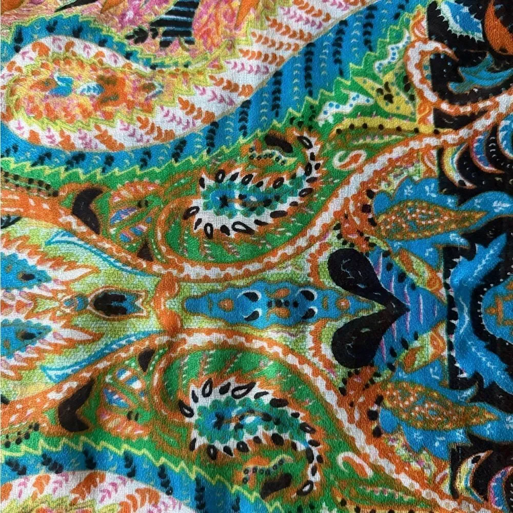 Colorful Scarf/wrap Oversized with Paisley Print Border.